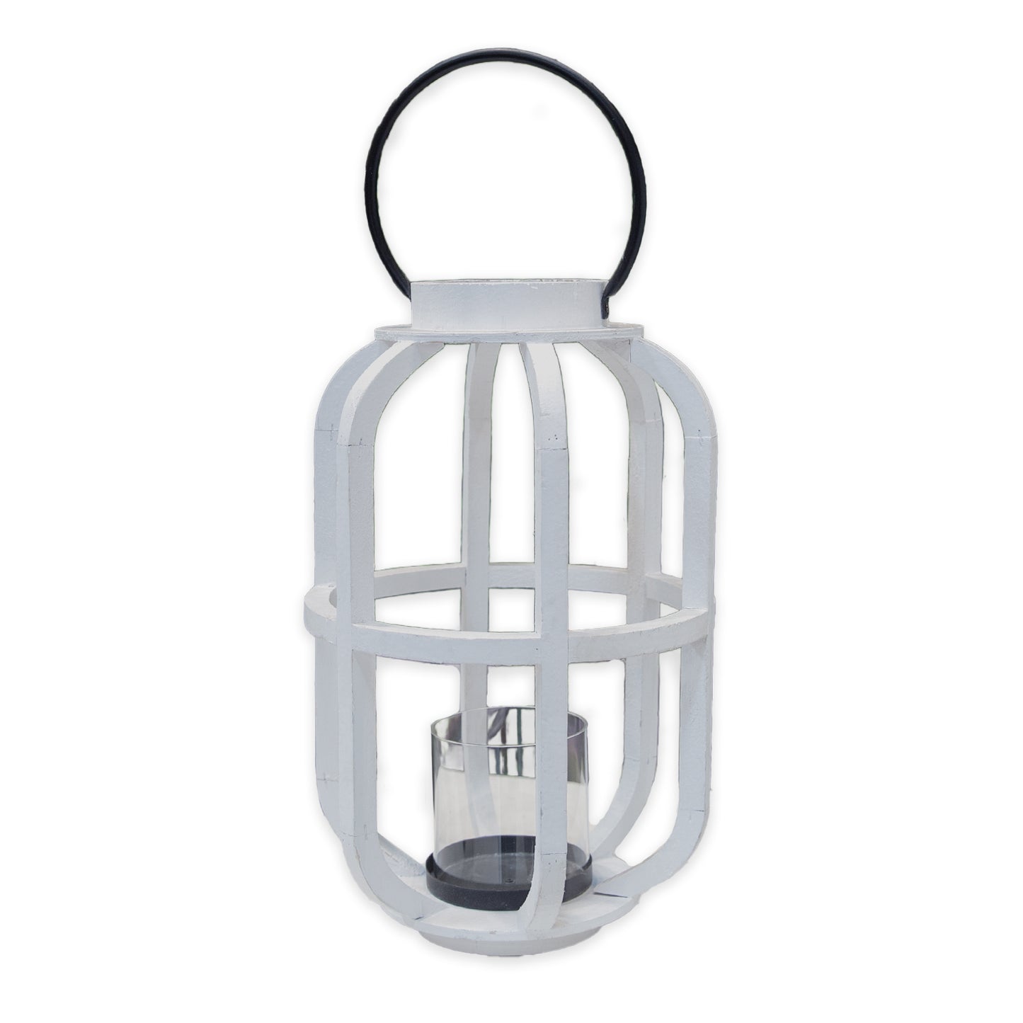 Korin Round White Wood Lantern