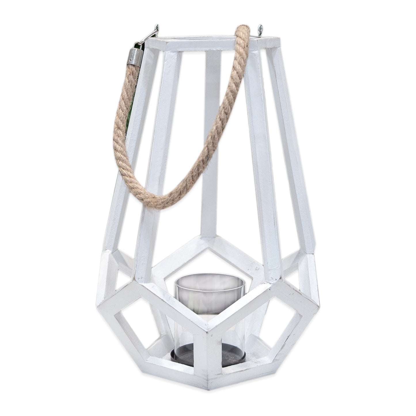 Kass Round White Wood Lantern