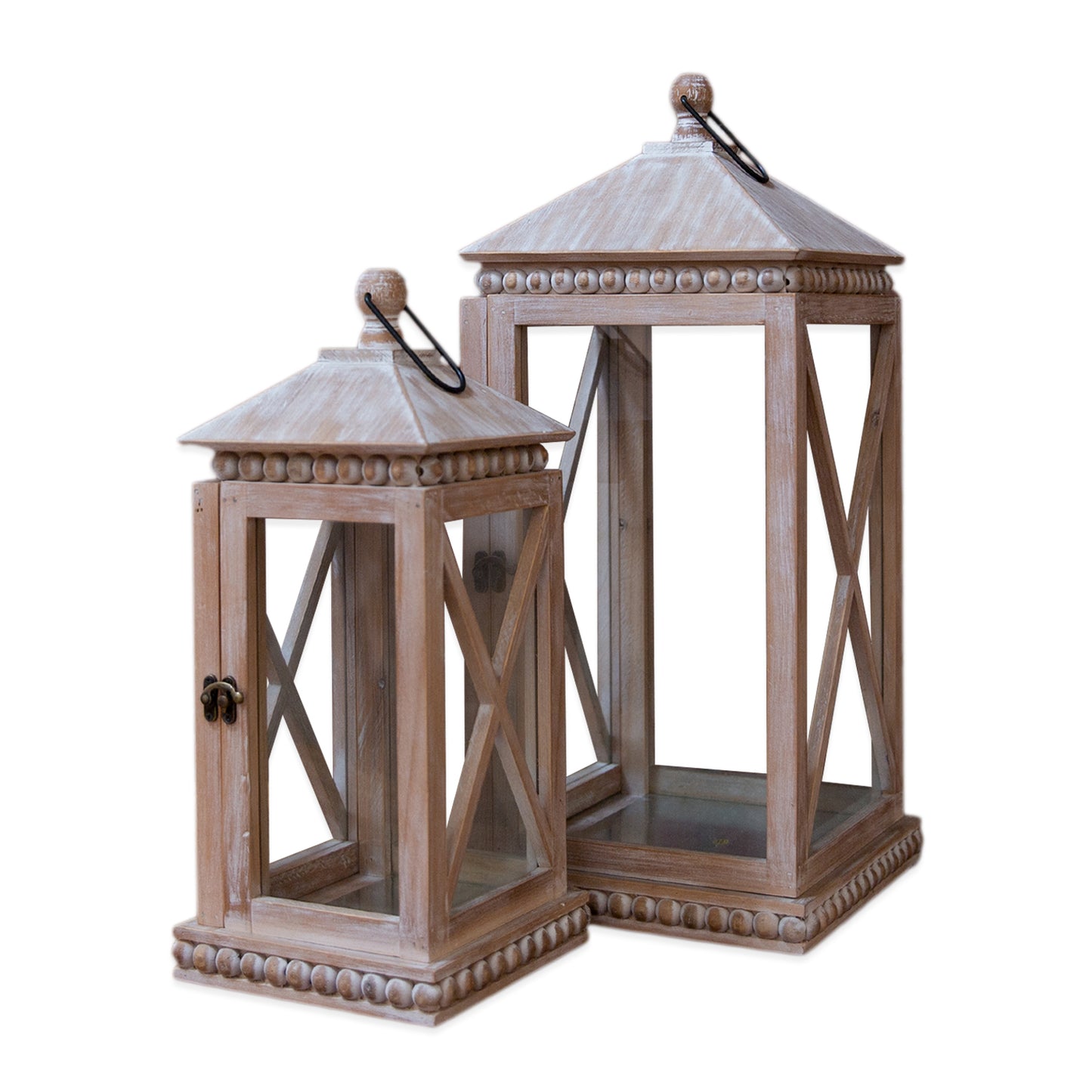 Cairo Banded Wood Lanterns (Set of 2)