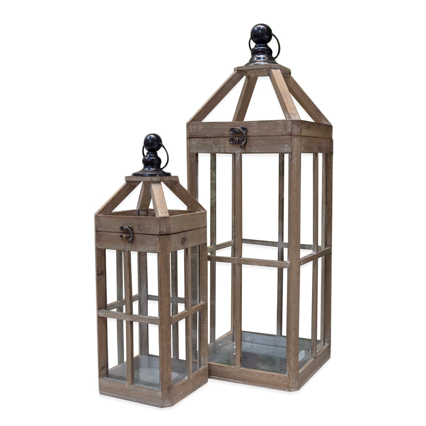 Thorne Window Pane Wood Lanterns (Set of 2)