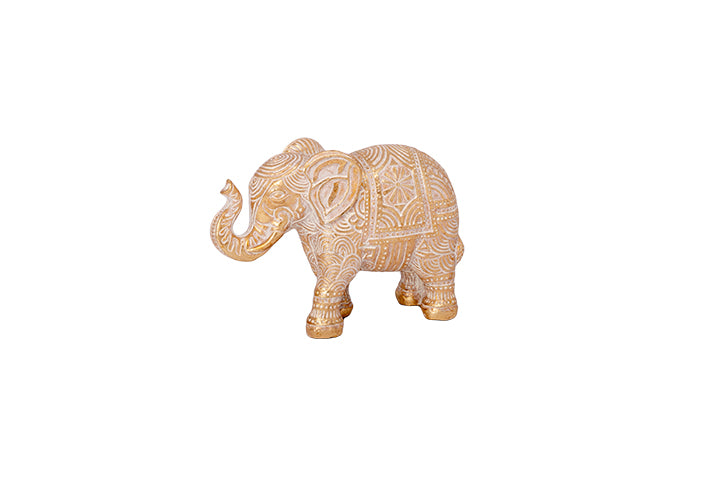 Resin Elephant Gold-6.50"H