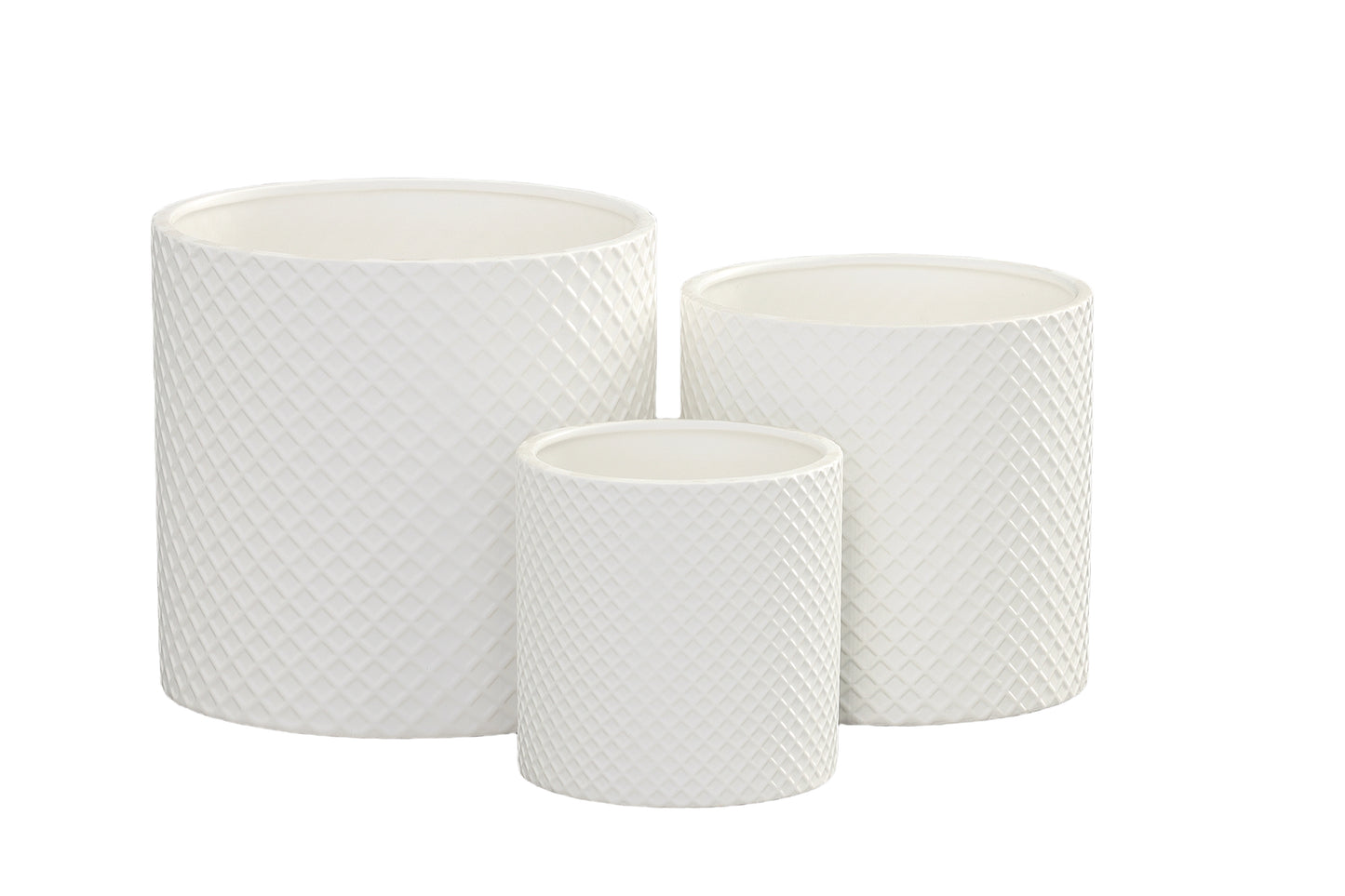 Nelly Diamond Pattern Ceramic Pot (Set of 3)
