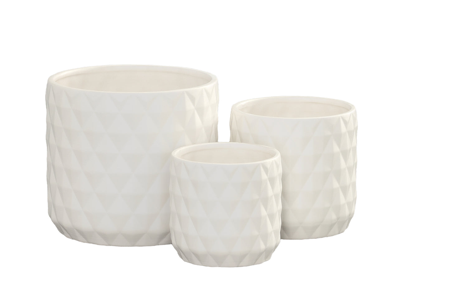 Nelly Diamond Pattern Ceramic Pot (Set of 3)