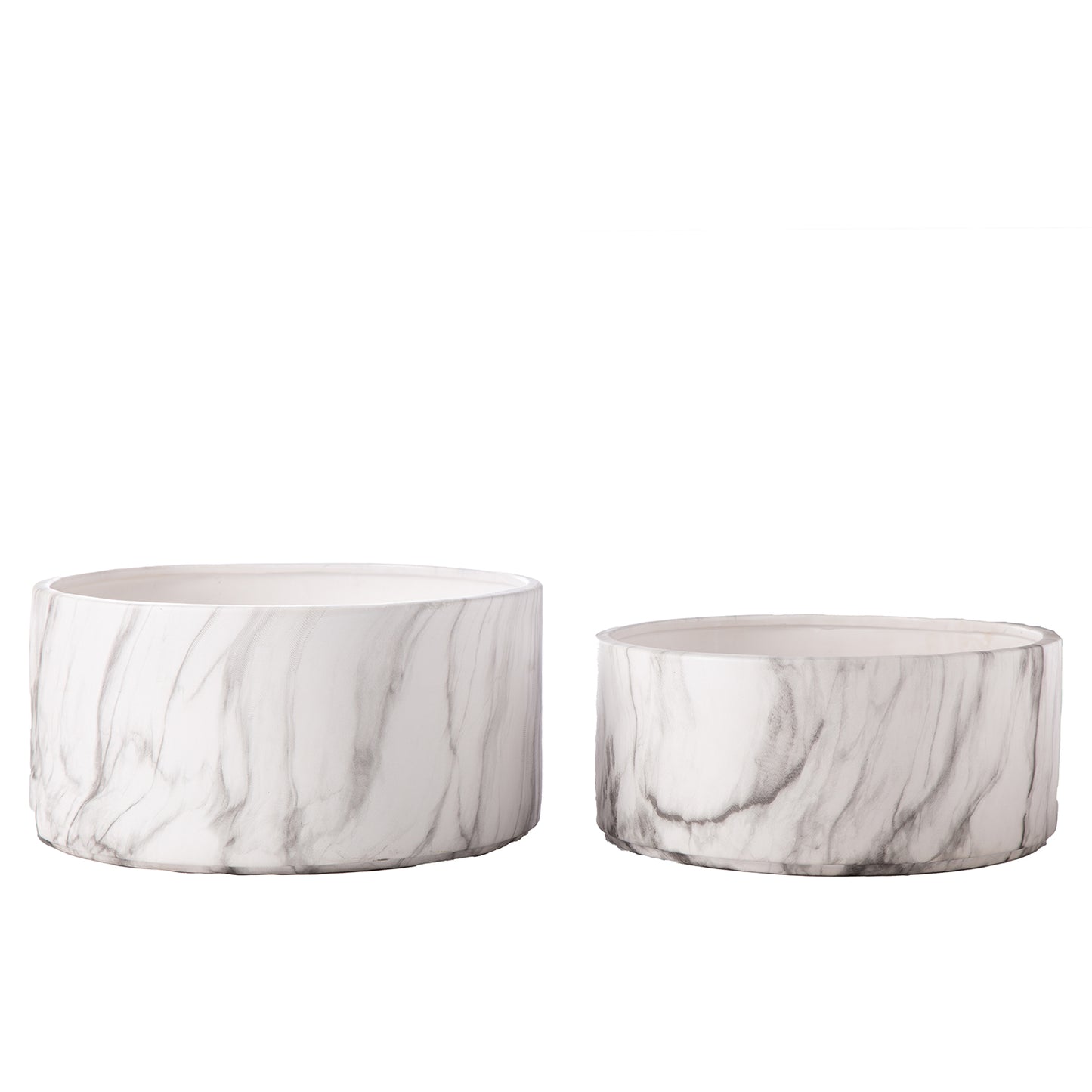 Veda Ceramic Low Round Planter Set (Set of 2)