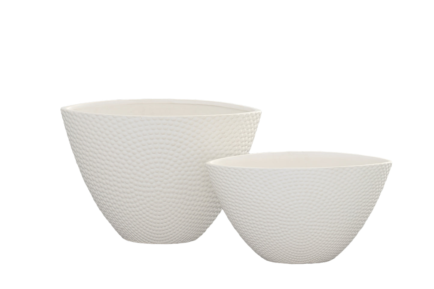Ceramic Oval Pot Matte Finish White-9.75"H