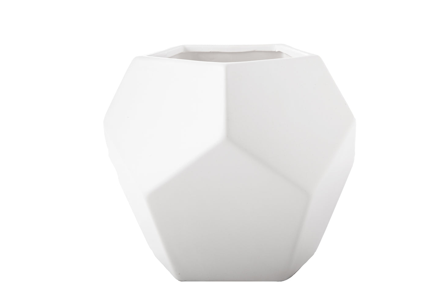 Ceramic Hexagon Pot Matte Finish White-8.00"H