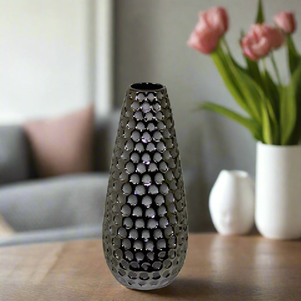 Sylvara Dimpled Chrome Vase