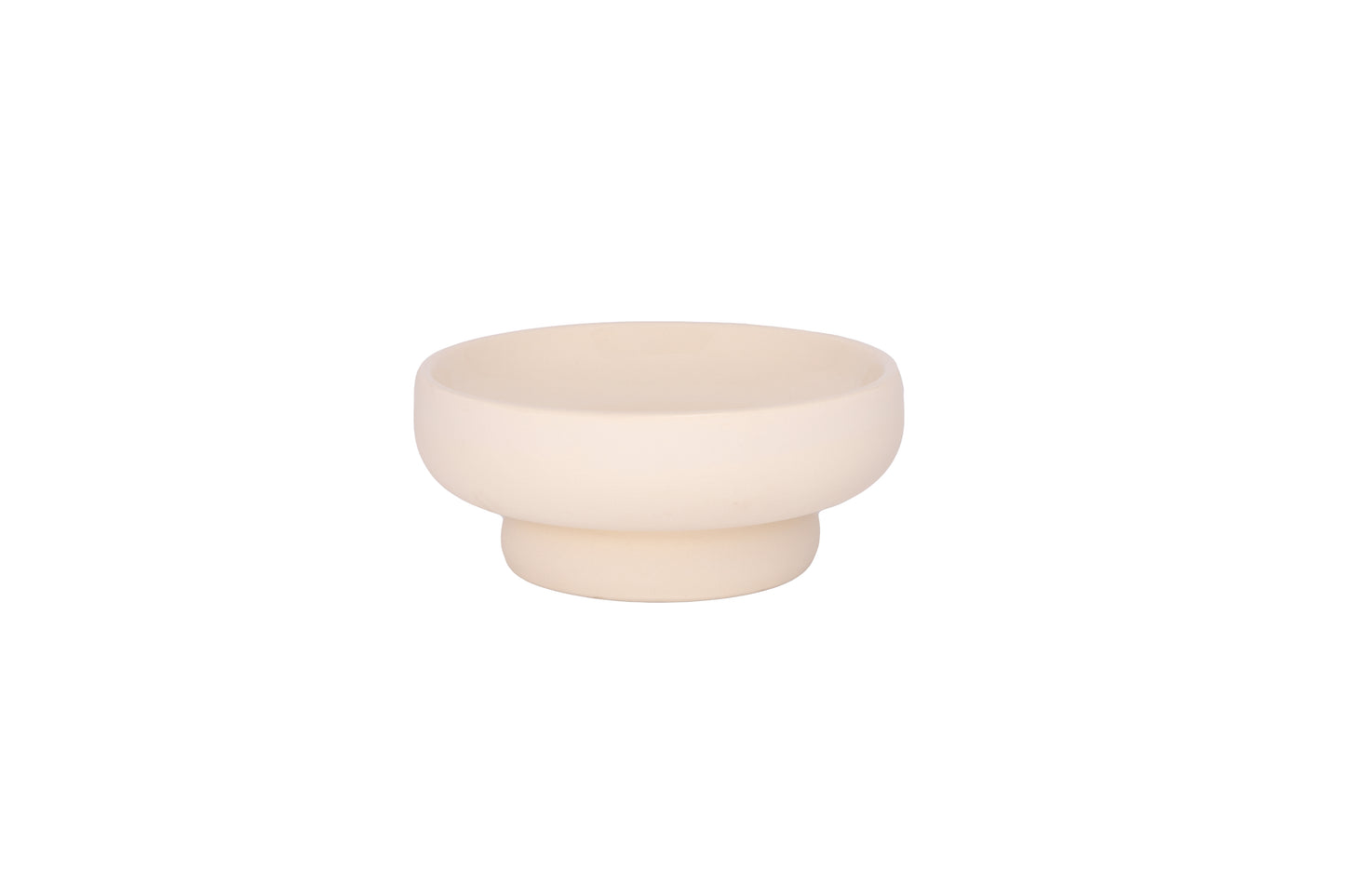 Ceramic RoundTextuerd Pedestal Bowl With Gloss Inside Finish Cream
