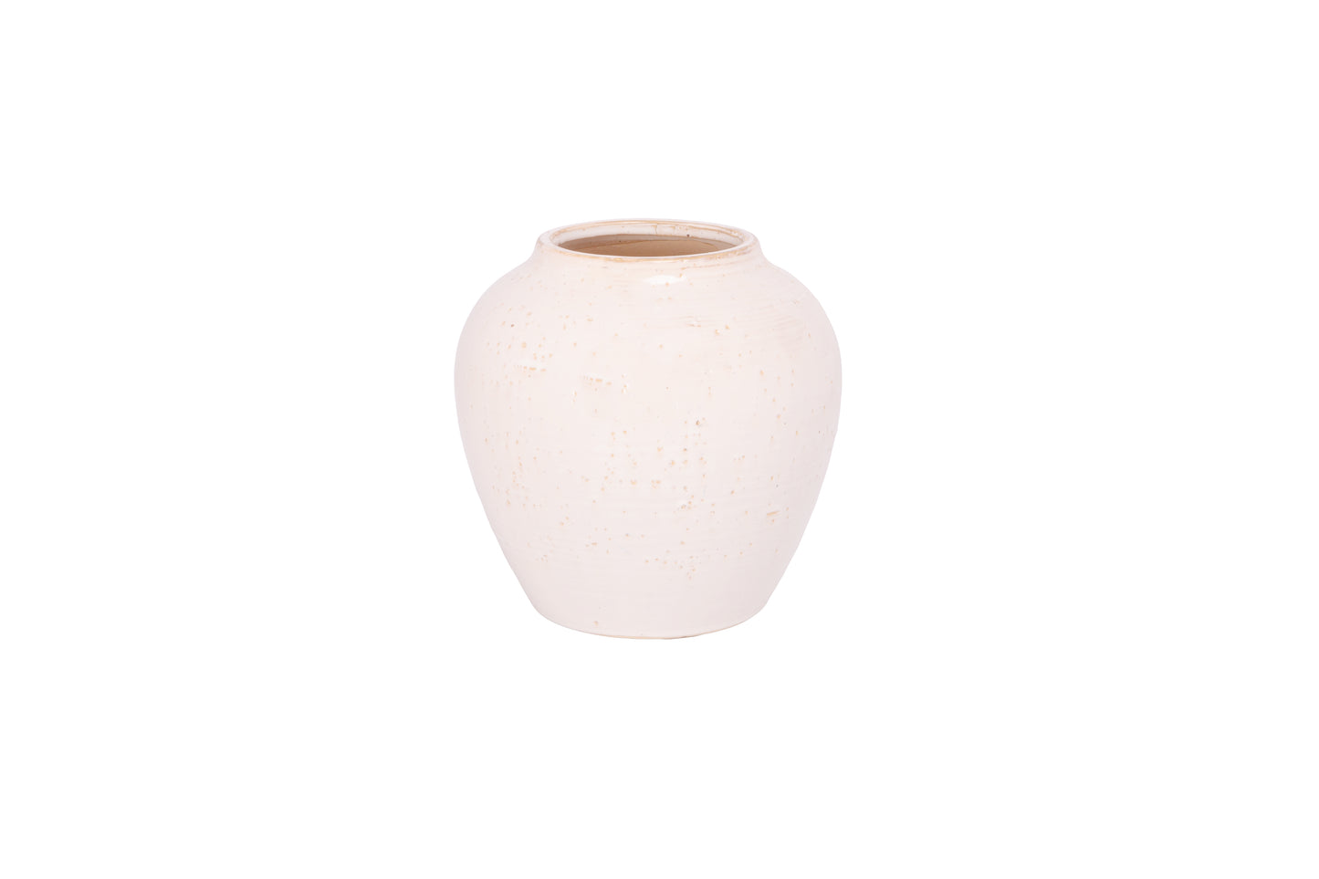 Ceramic Round Vase Gloss Finish Off White-7.75"H