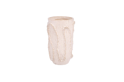 Ceramic Cylinder Vase Finish White And Beige
