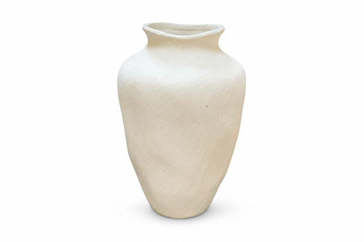 River Handcrafted Textured Urn Vase with Wavy Rim