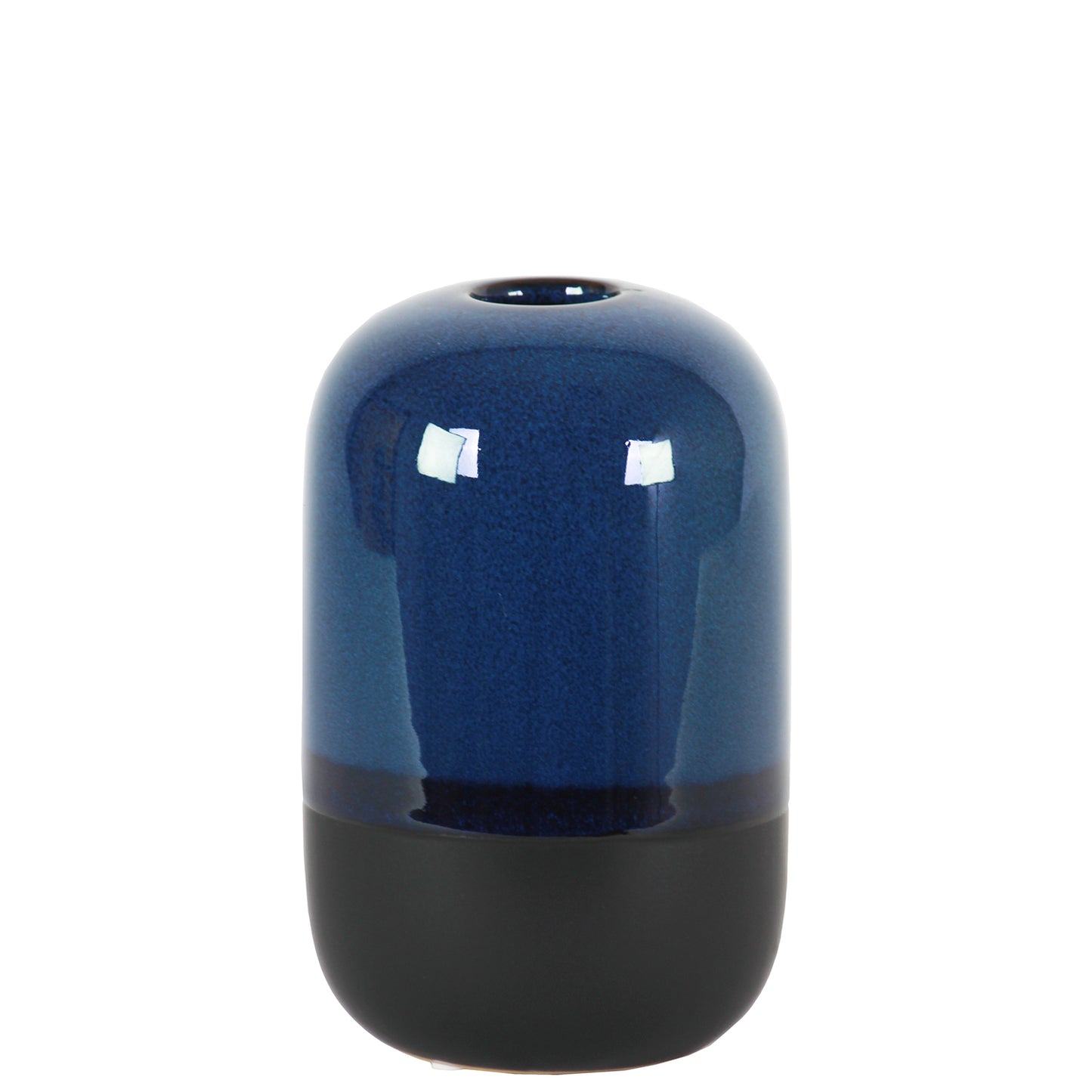 Saskia Ceramic Cylinder Vase with Black Banded Rim