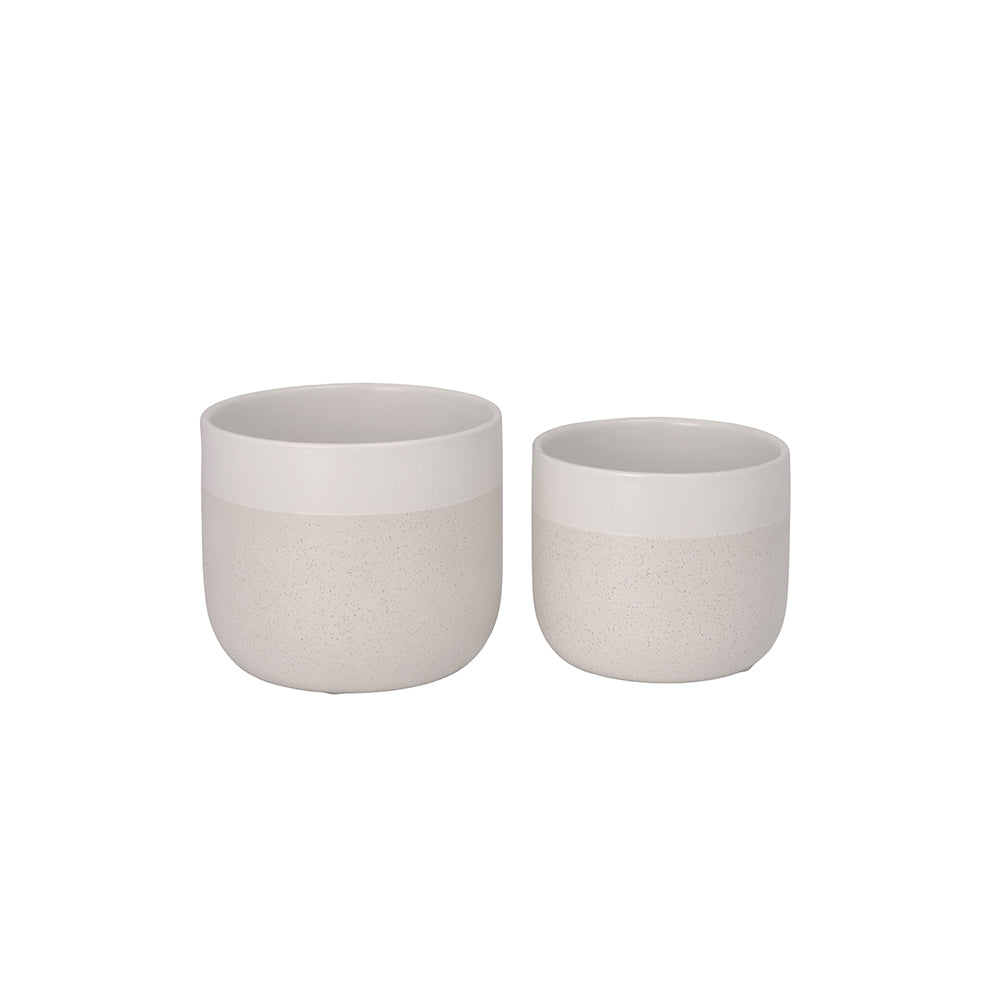 Selvano Two-toned Ceramic Planter Set (Set of 2)