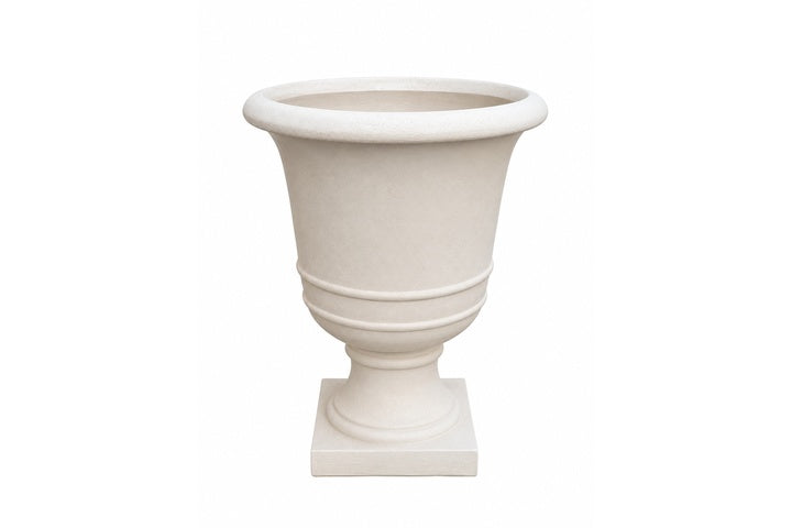 Fiberglass Pot with Aged Rustic Garden Urn Silhouette Beige