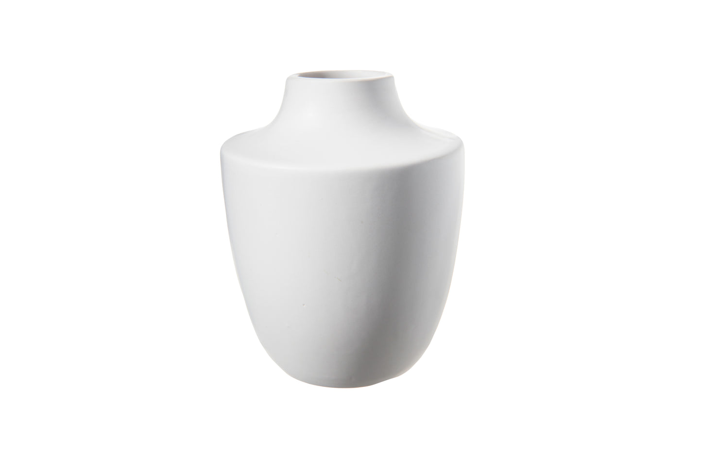 Ceramic Round Vase Matte Finish White-6.00"H -231
