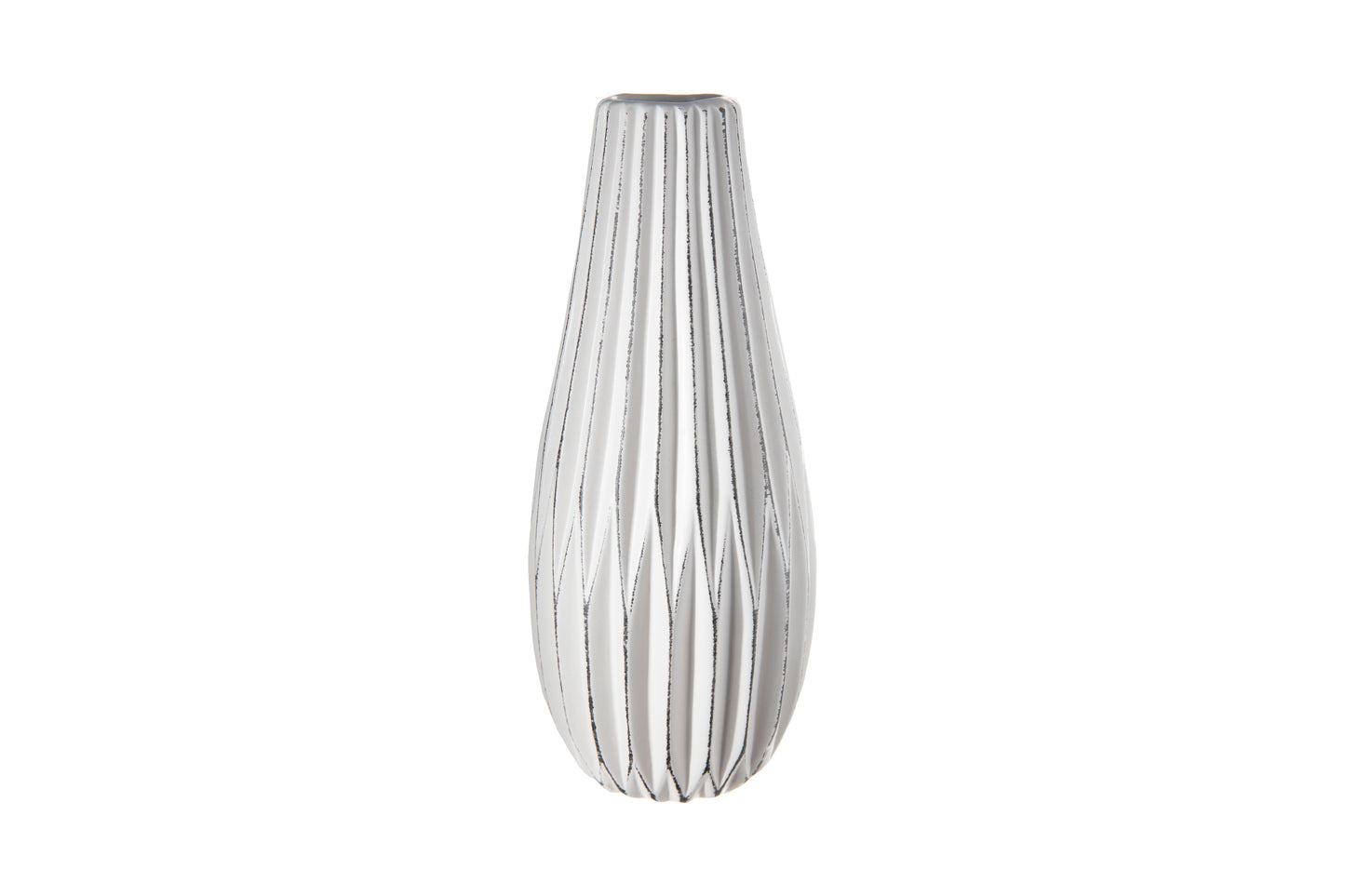 Ceramic Round Bellied Vase Matte Finish White-9.50"H -106