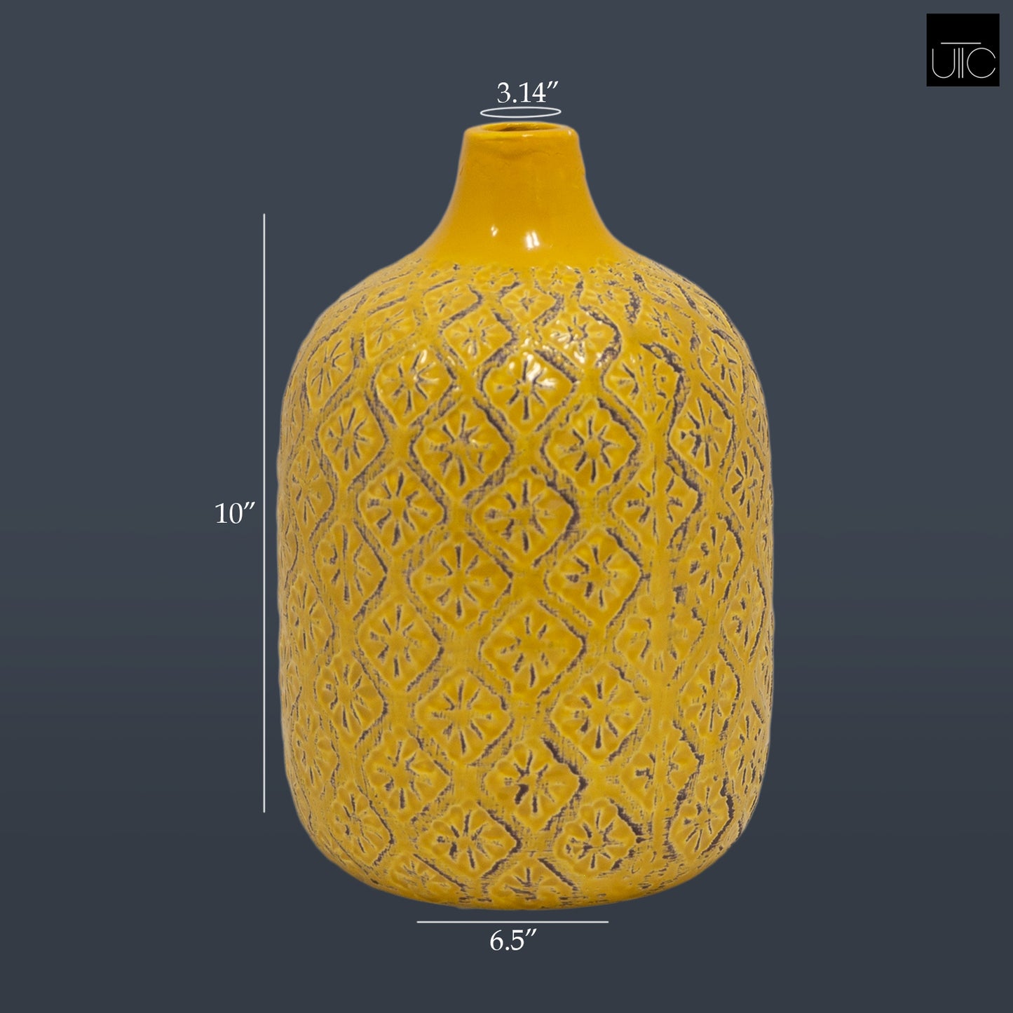 Faryn Distressed Diamond Pattern Vase