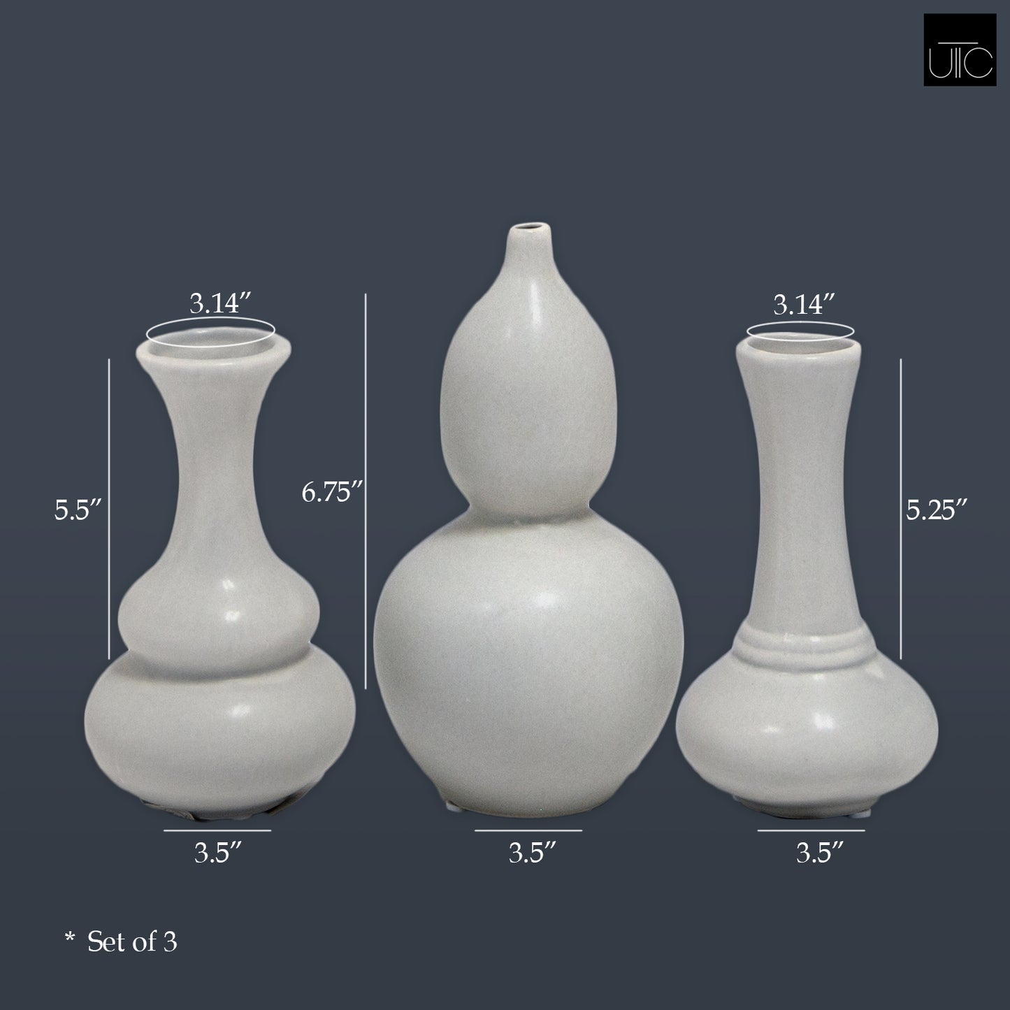 Naelle Ceramic Trumpet Vase Set (Set of 3)