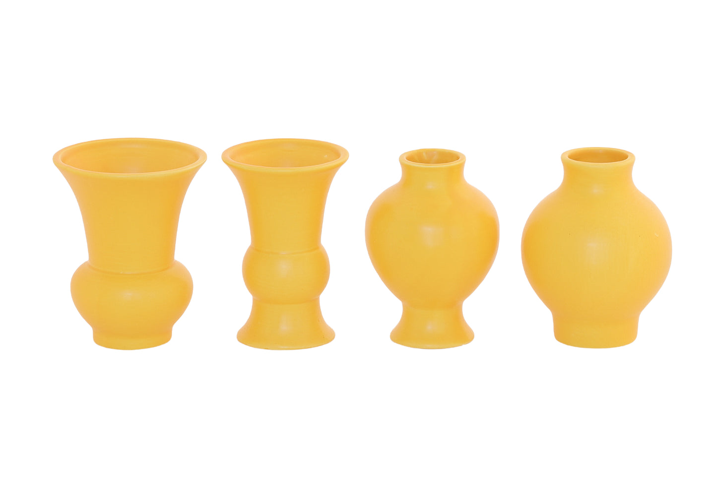 Ceramic Round Bellied Vase in Different Designs Set of Four Matte Finish-5.50"H