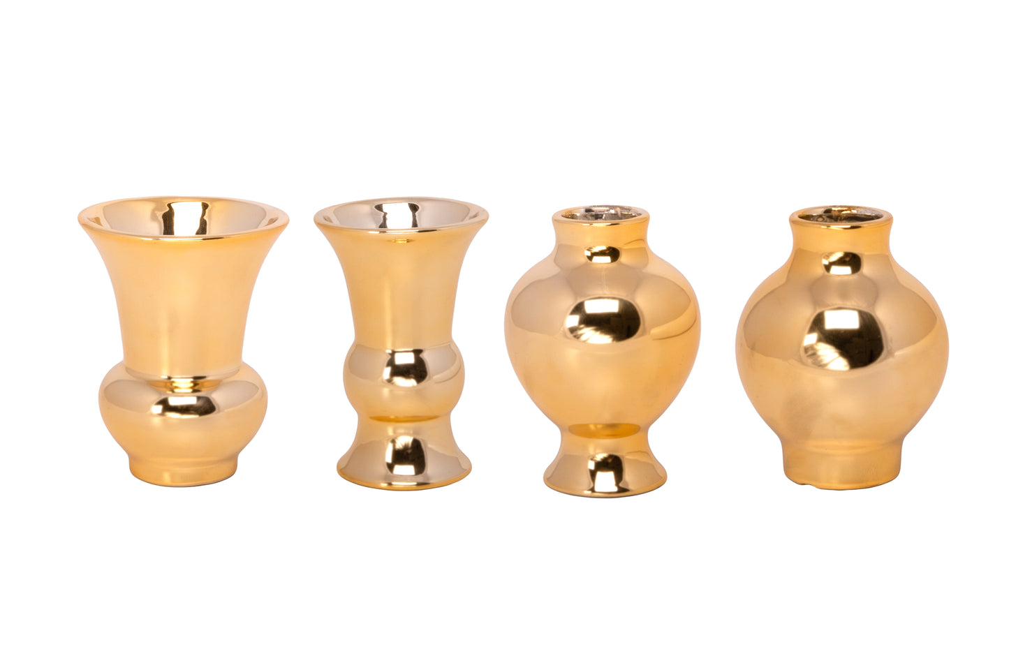 Ceramic Round Bellied Vase in Different Designs Set of Four Matte Finish-5.50"H