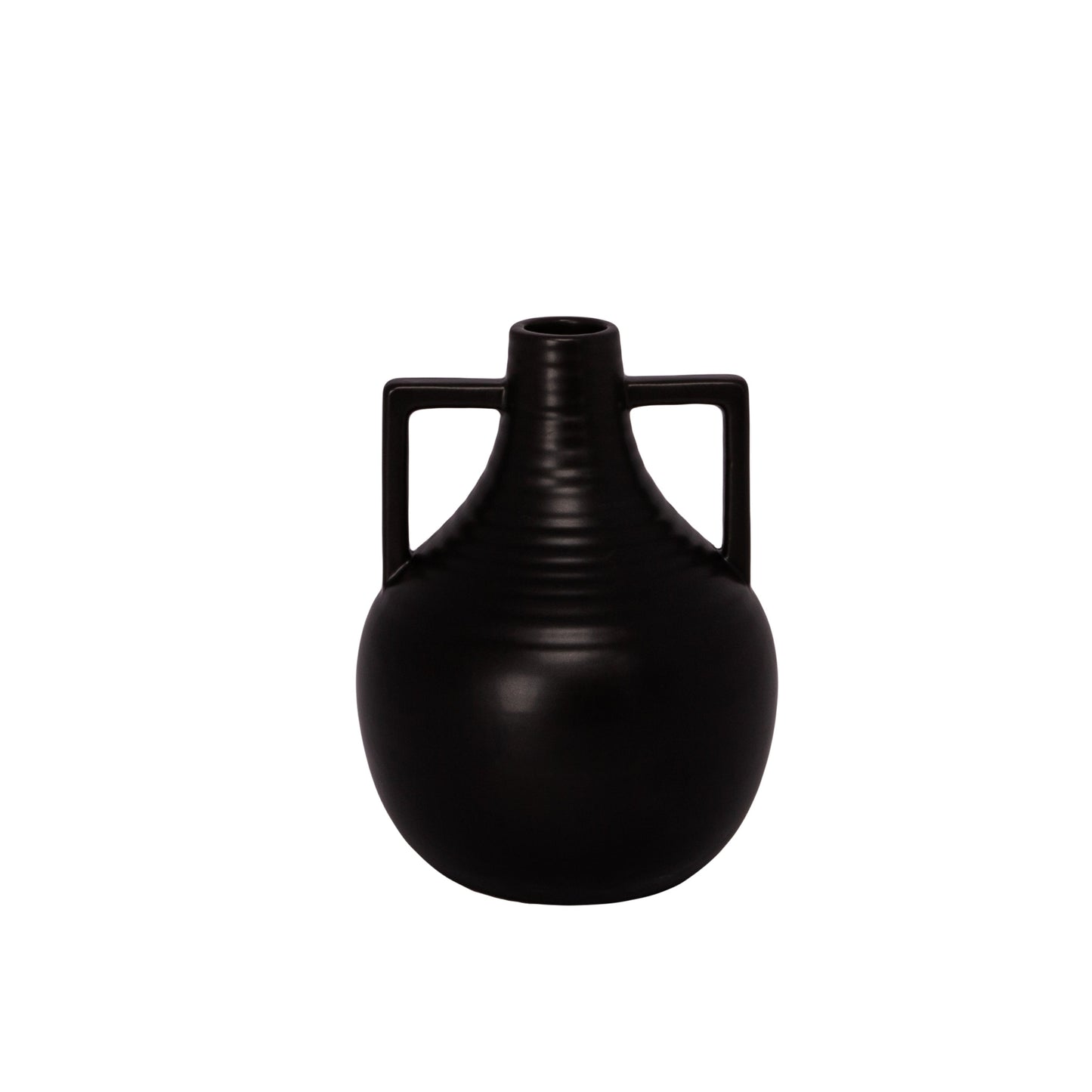 Ceramic Vase Sandstone Matte Finish Black-6.25"H -277