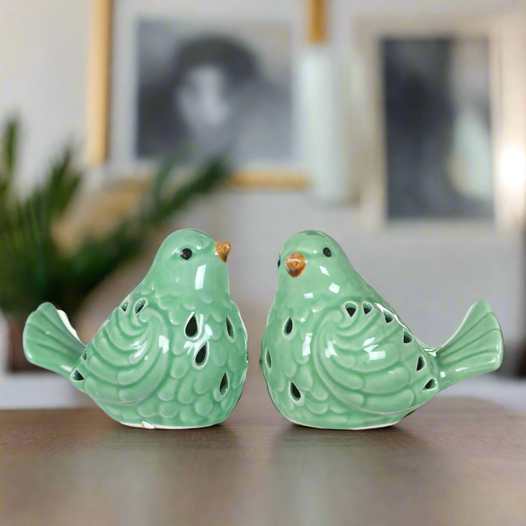Nolia Cutout Porcelain Bird Figurines (Set of 2)