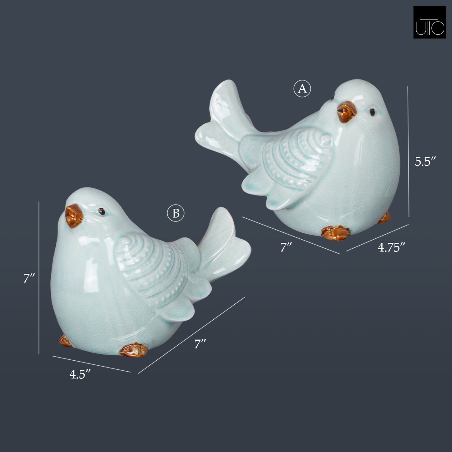 Crimson Porcelain Bird Figurine (Case Pack of 6)