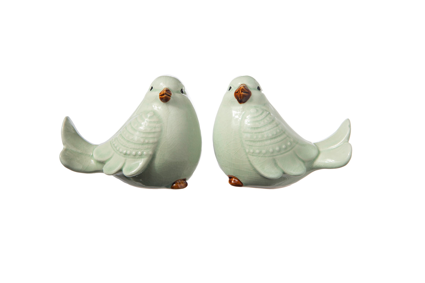 Yannel Gloss Green Cardinal Figurines (Set of 2)