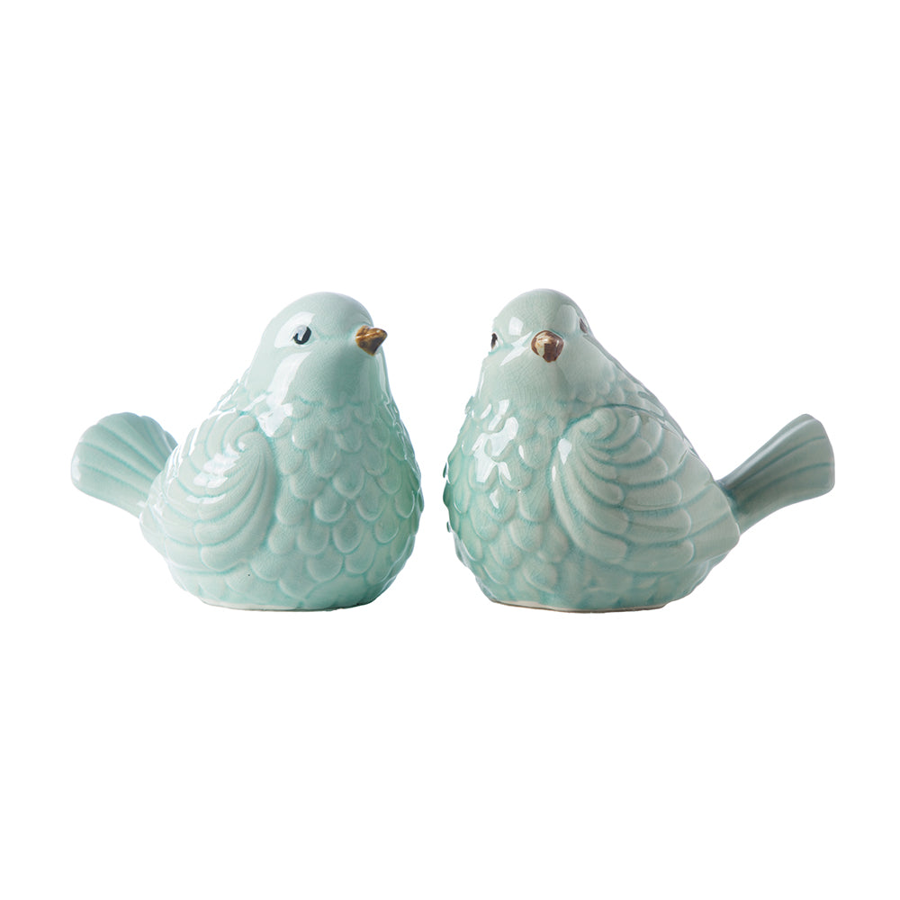Porcelain Sitting Bird Figurine Gloss Finish