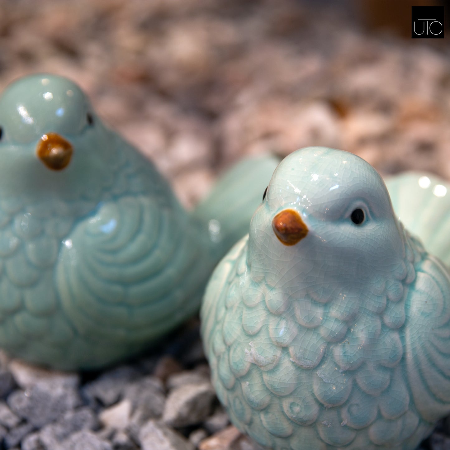 Porcelain Sitting Bird Figurine Gloss Finish