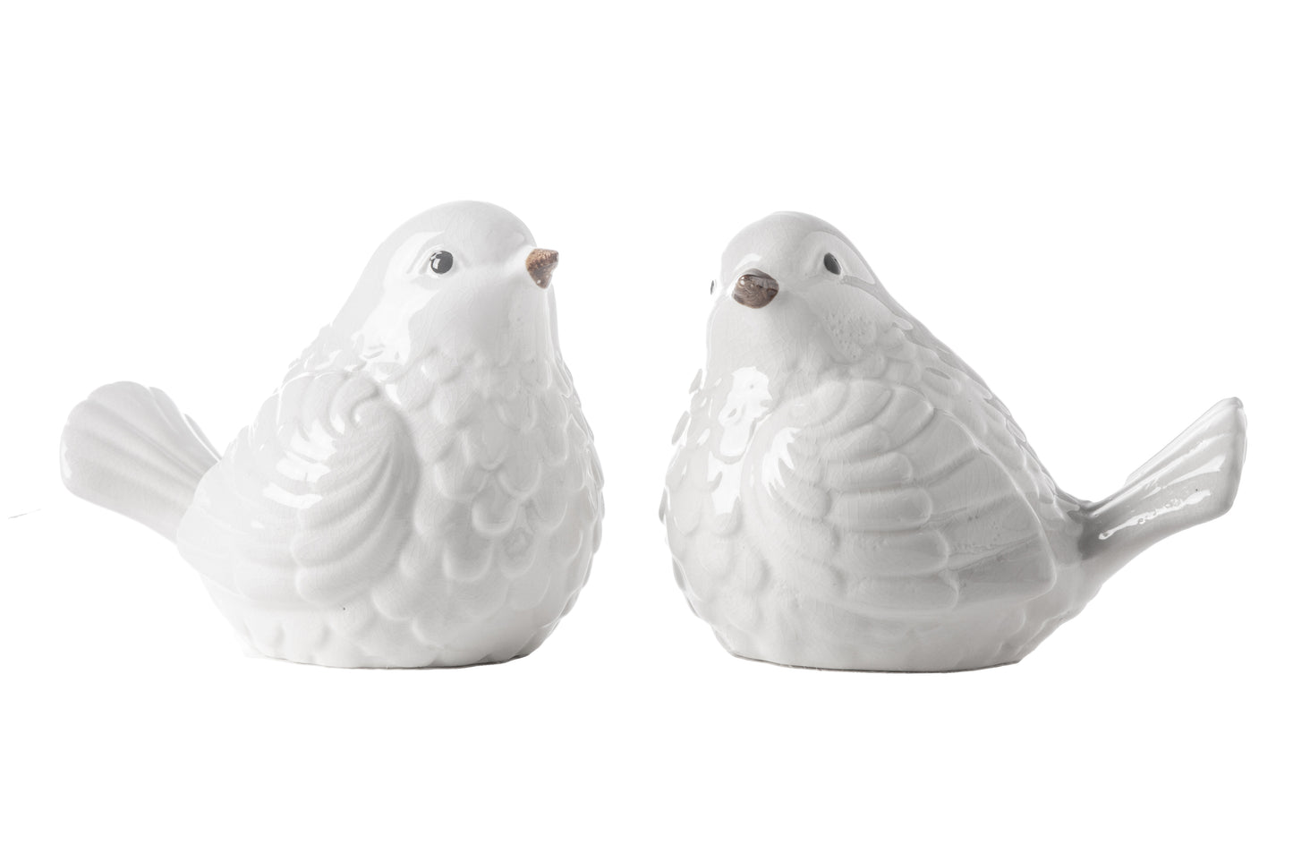 Porcelain Sitting Bird Figurine Gloss Finish
