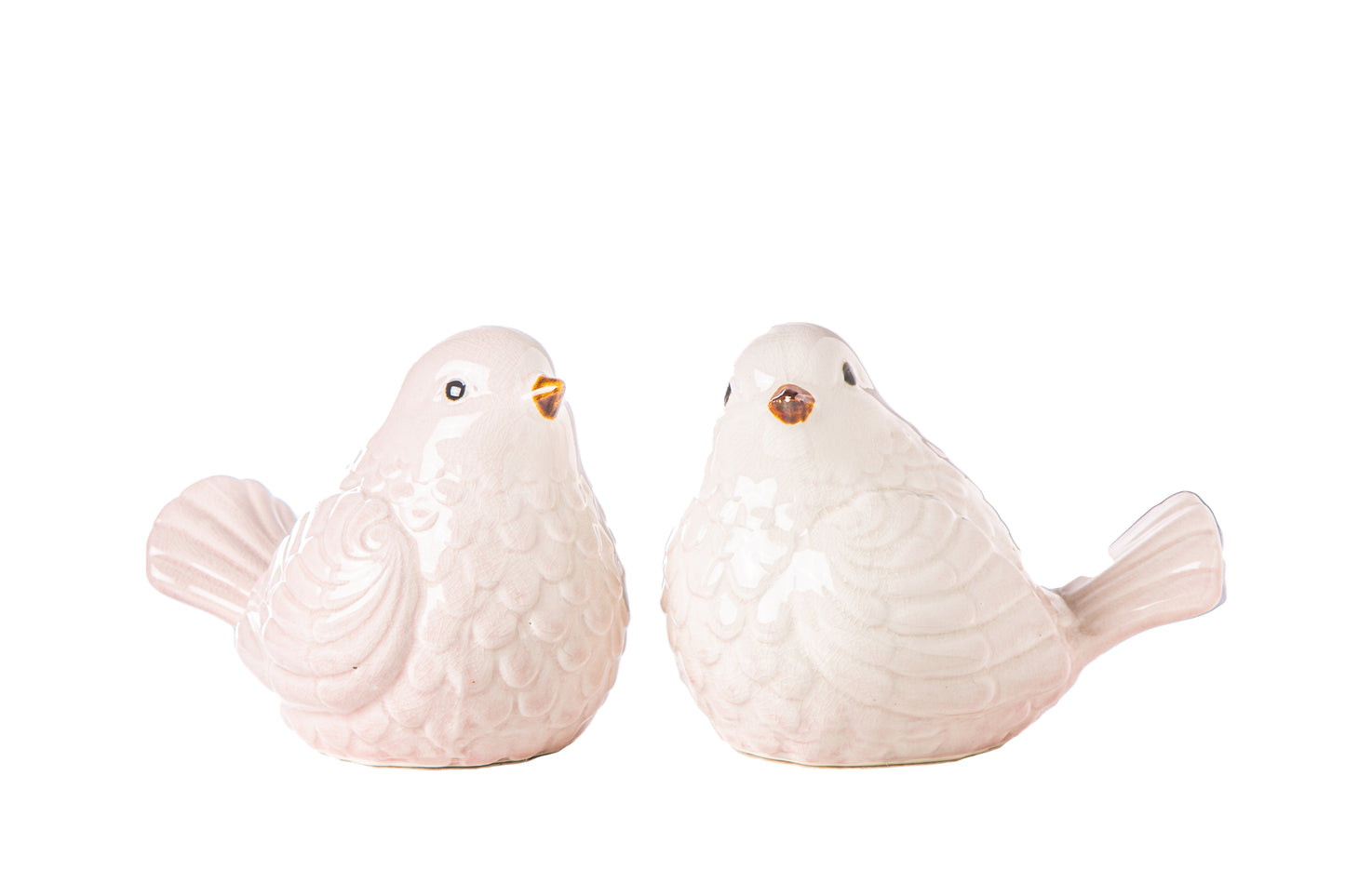 Porcelain Sitting Bird Figurine Gloss Finish