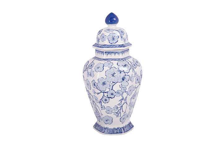 Portia Blue Chinoiserie Temple Jar