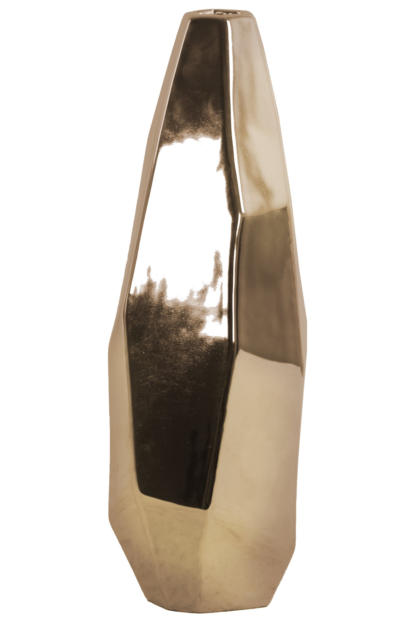 Ceramic Vase Polished Chrome Finish Gold-15.75"H