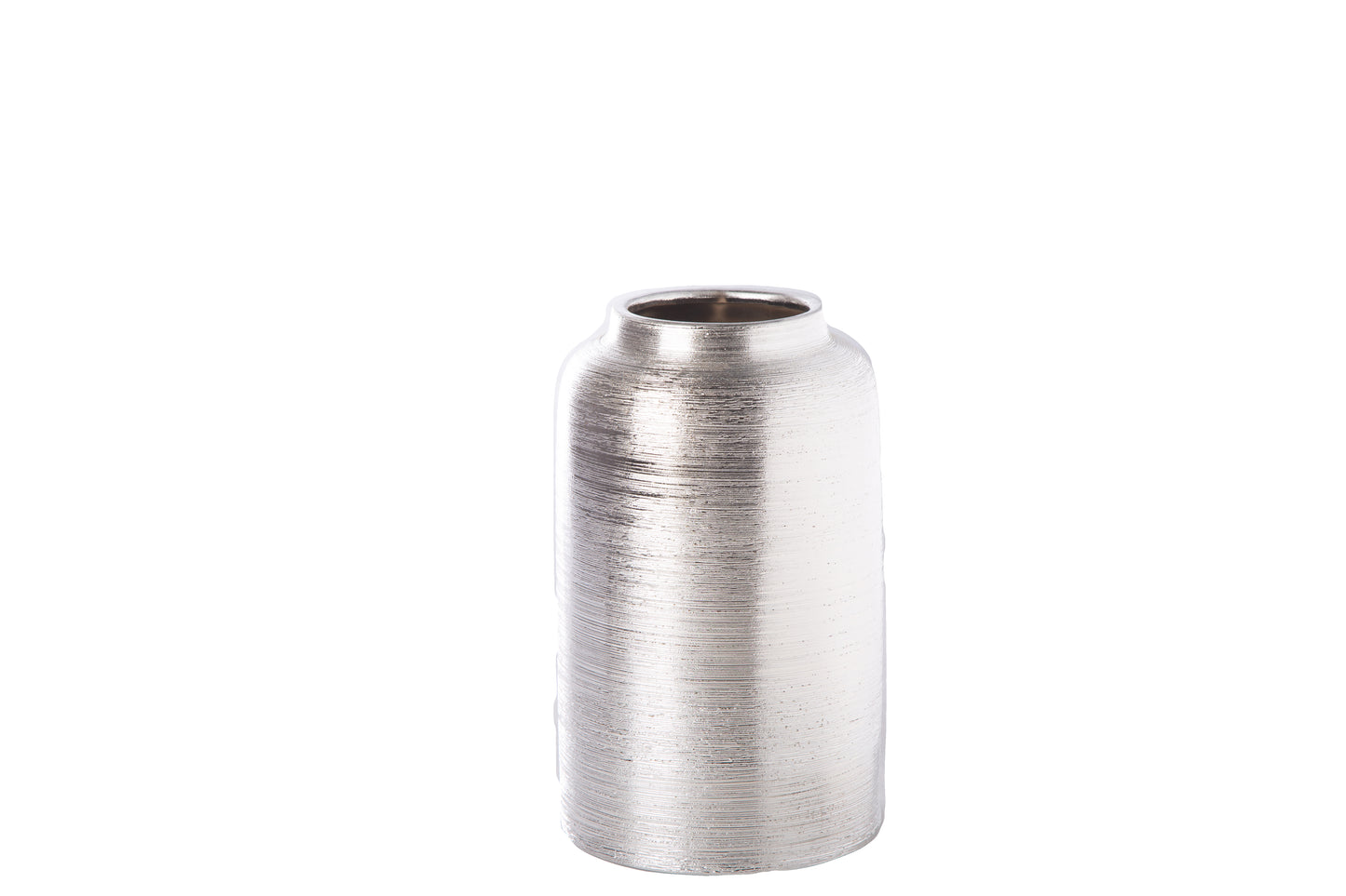 Ceramic Round Vase Gloss Finish Silver-8.75"H