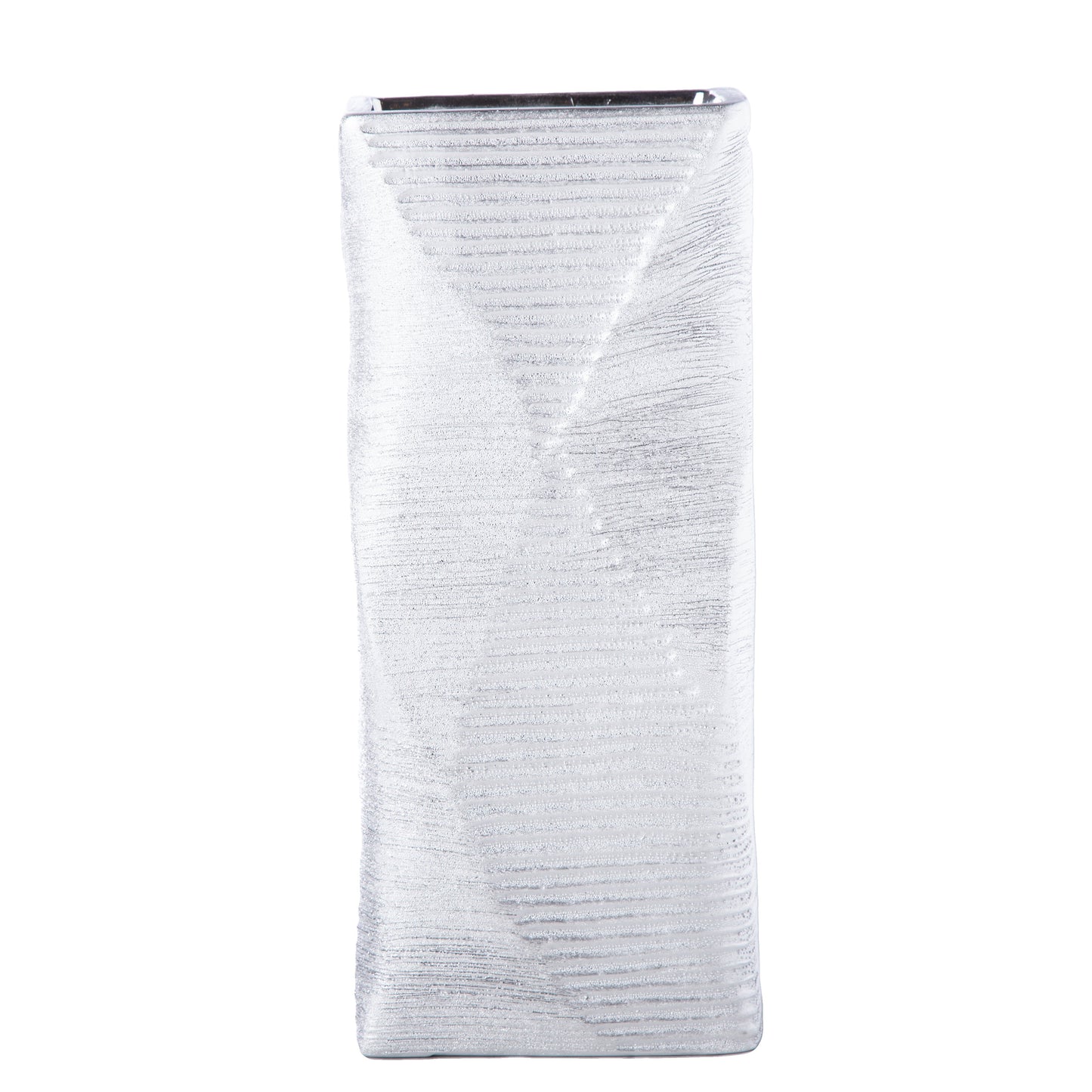 Jessalyn Ceramic Rectangular Vase with Brushed Geometric Pattern