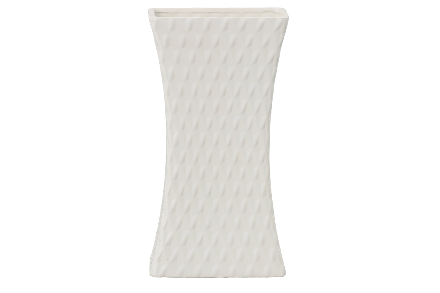 Ceramic Rectangle Pot Matte Finish White-14.25"H