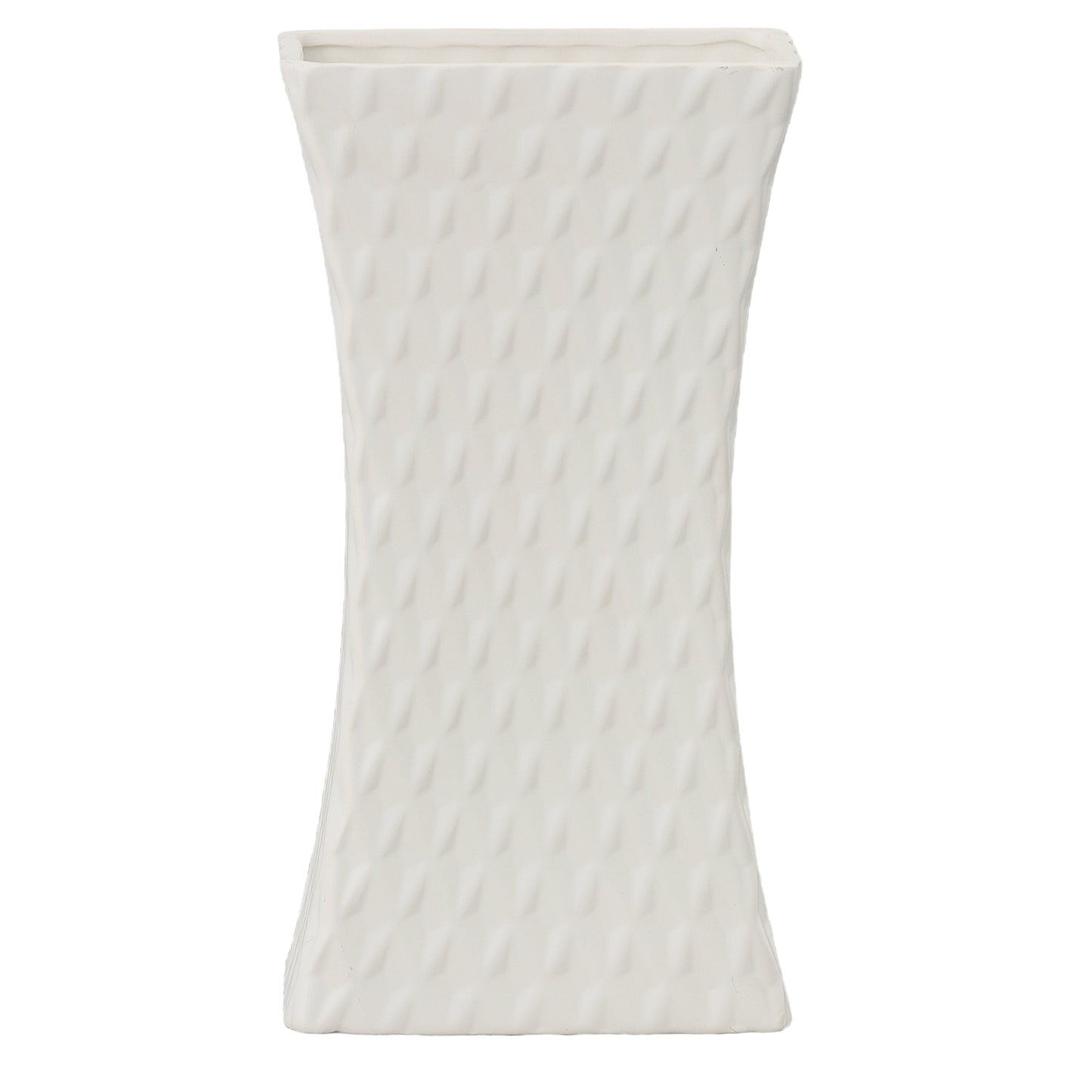 Felicia Ceramic Rectangular Pot with Diamond Pattern Design