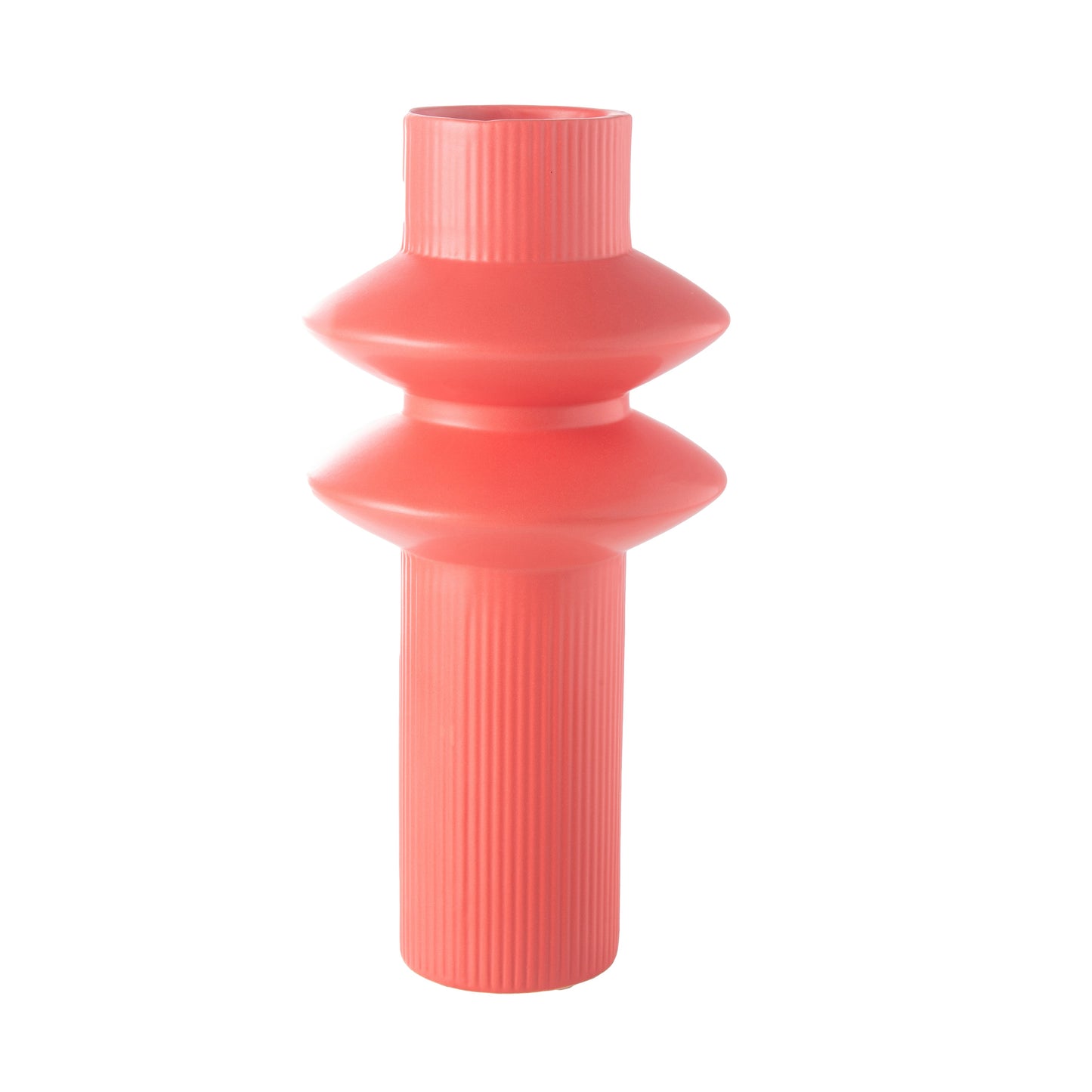 Red textured vase on a white background