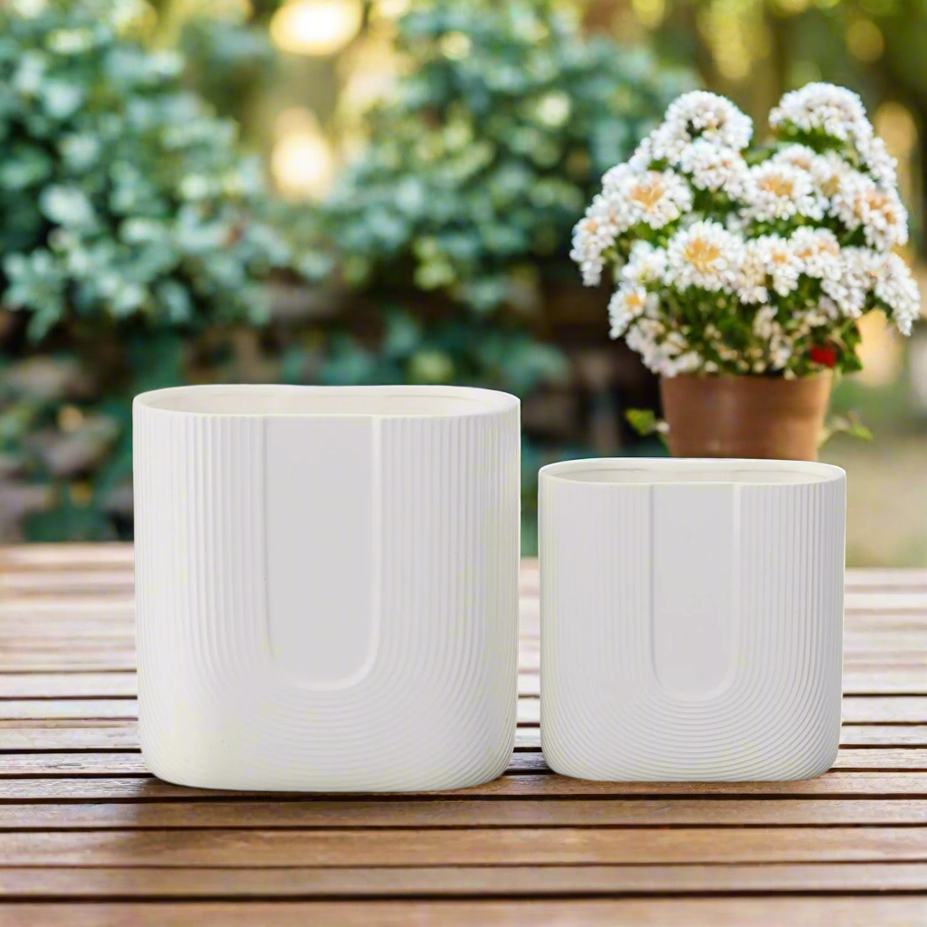Ardenne Inverted Arch Design Ceramic Pot (Set of 2)