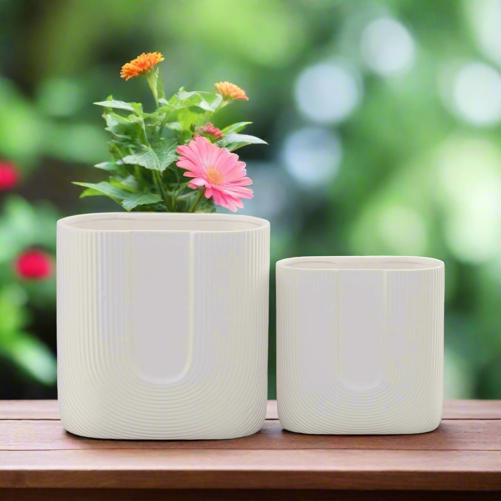 Ardenne Inverted Arch Design Ceramic Pot (Set of 2)