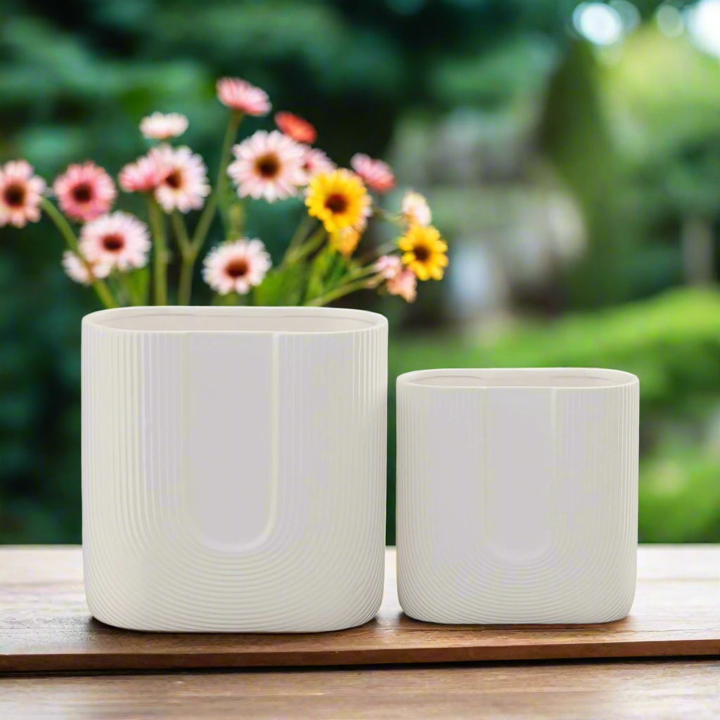 Ardenne Inverted Arch Design Ceramic Pot (Set of 2)