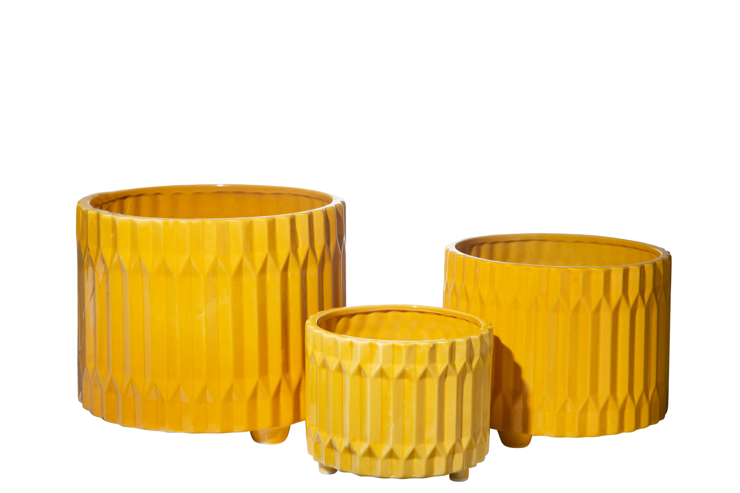 Ceramic Round Pot Gloss Finish Yellow-10.00"H