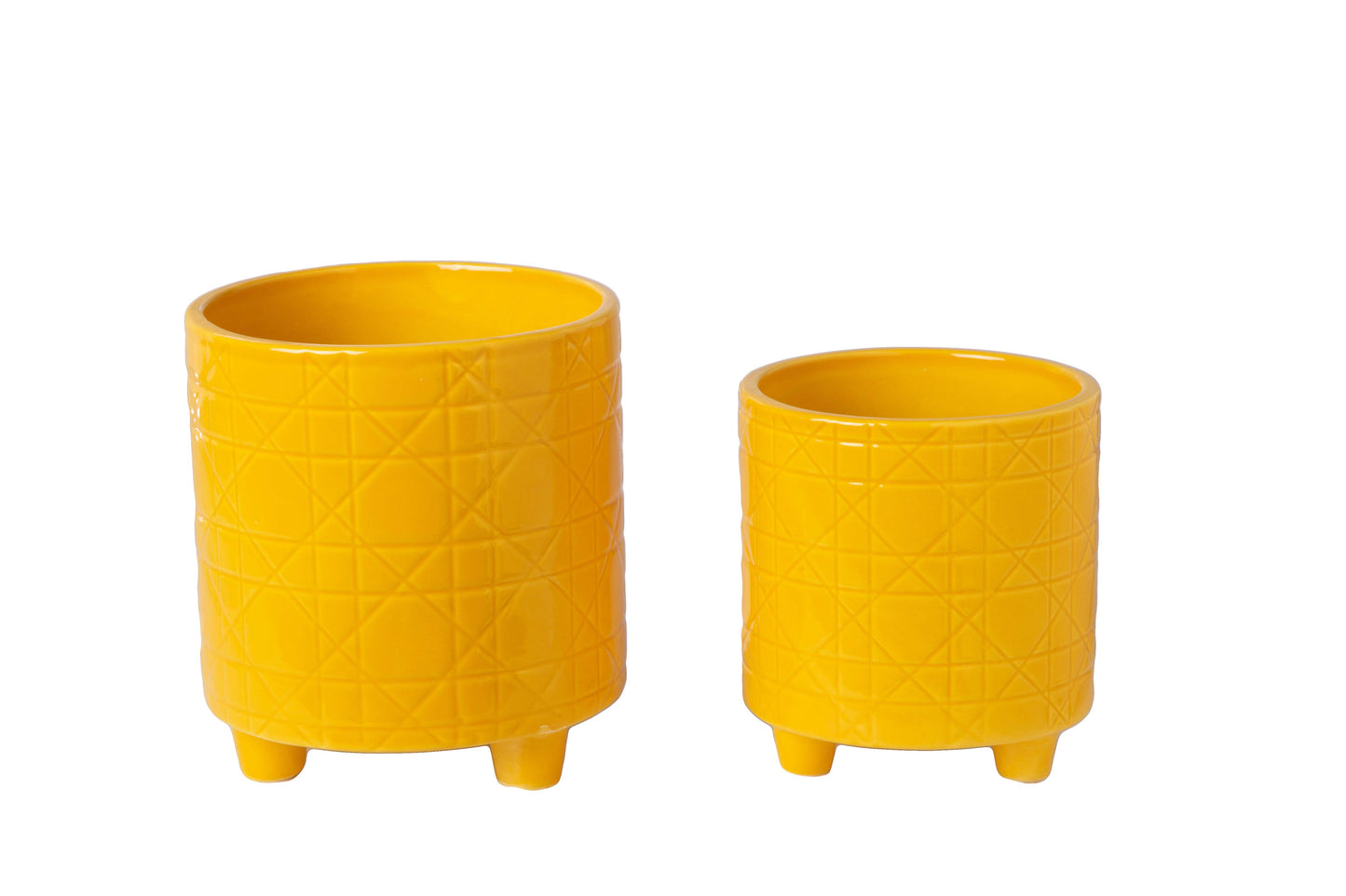 Ceramic Round Pot Gloss Finish Yellow-5.50"H -164