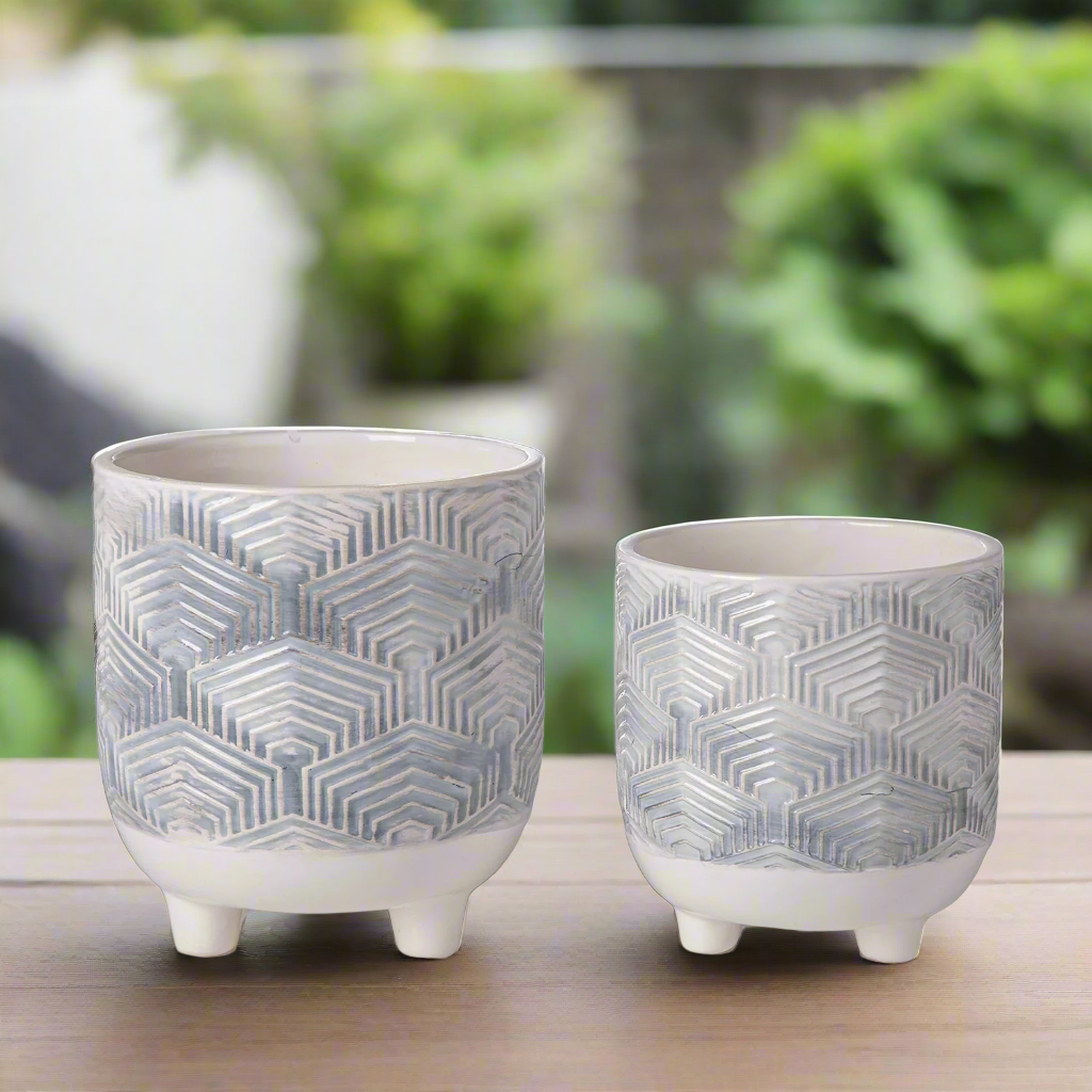 Arvian Baby Blue Tripod Planter Set (Set of 2)