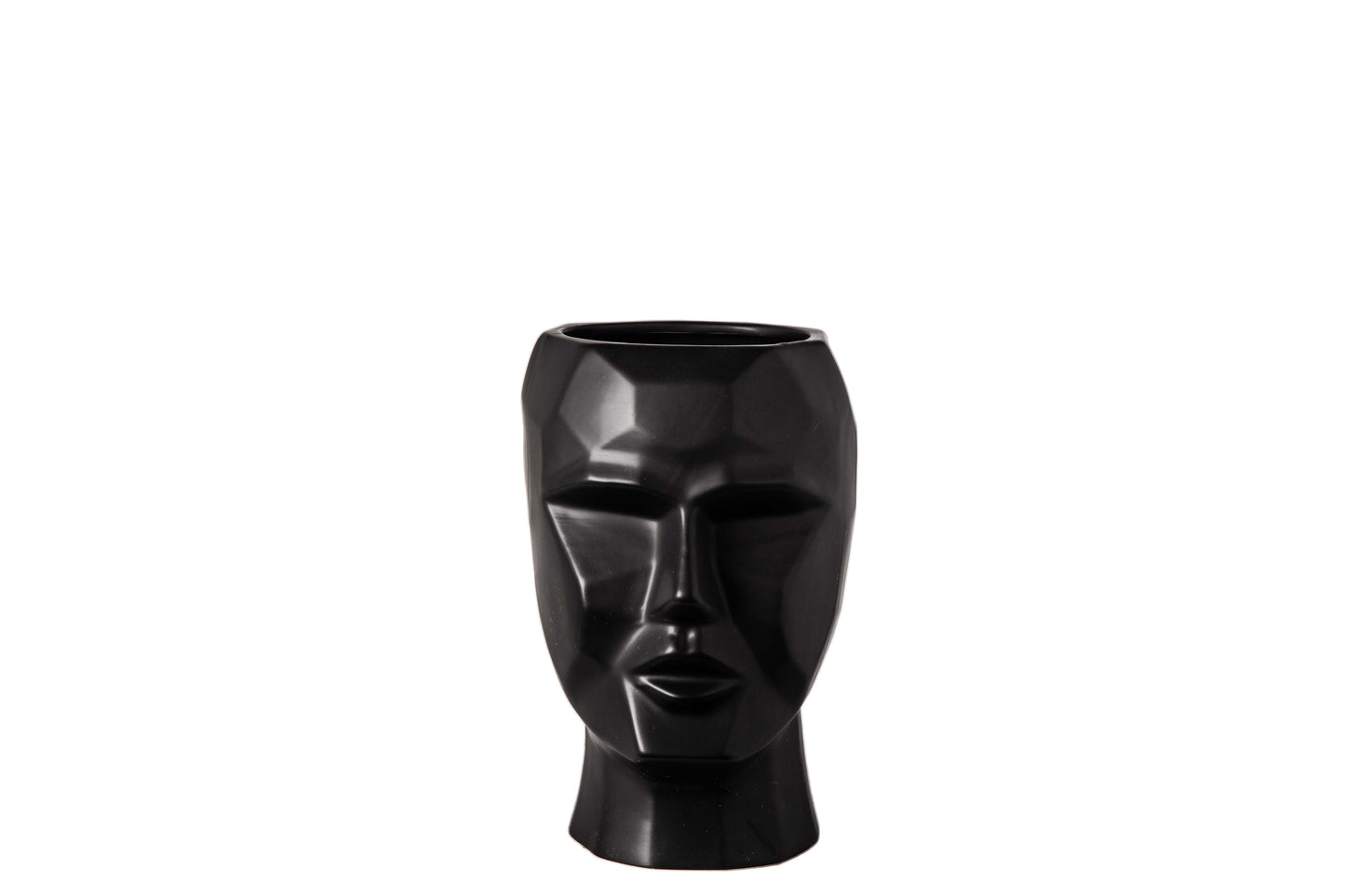 Ceramic Round Pixelated Man's Head Pot Matte Finish