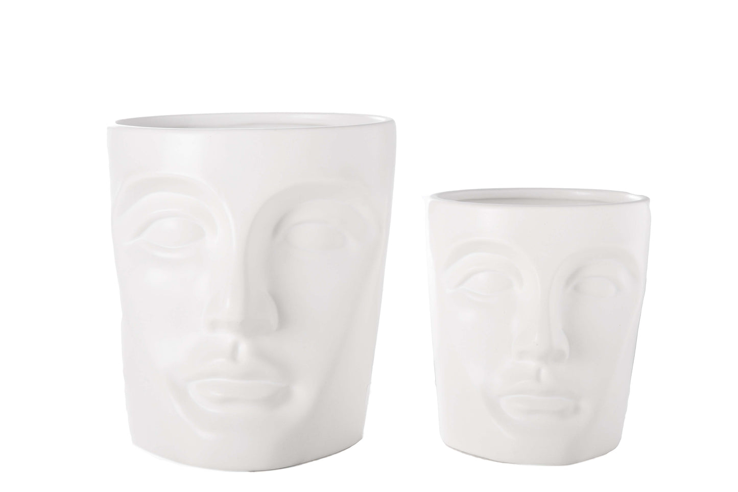 Ceramic Round Man's Head Pot Gloss Finish-7.75"H