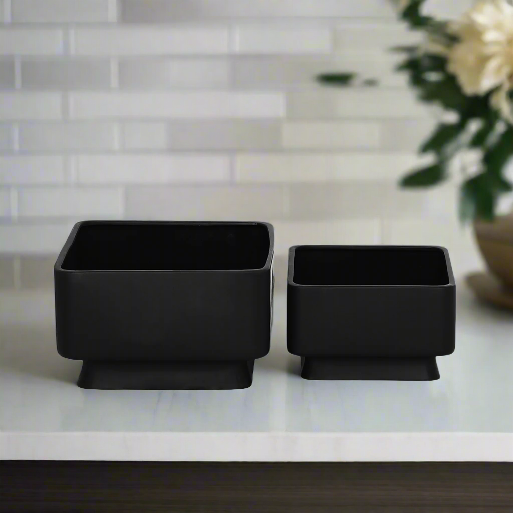 Gracine Ceramic Flared Square Pot – Set of 2