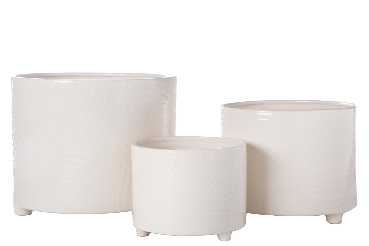 Ceramic Round Pot Gloss Finish Cream-10.00"H -137