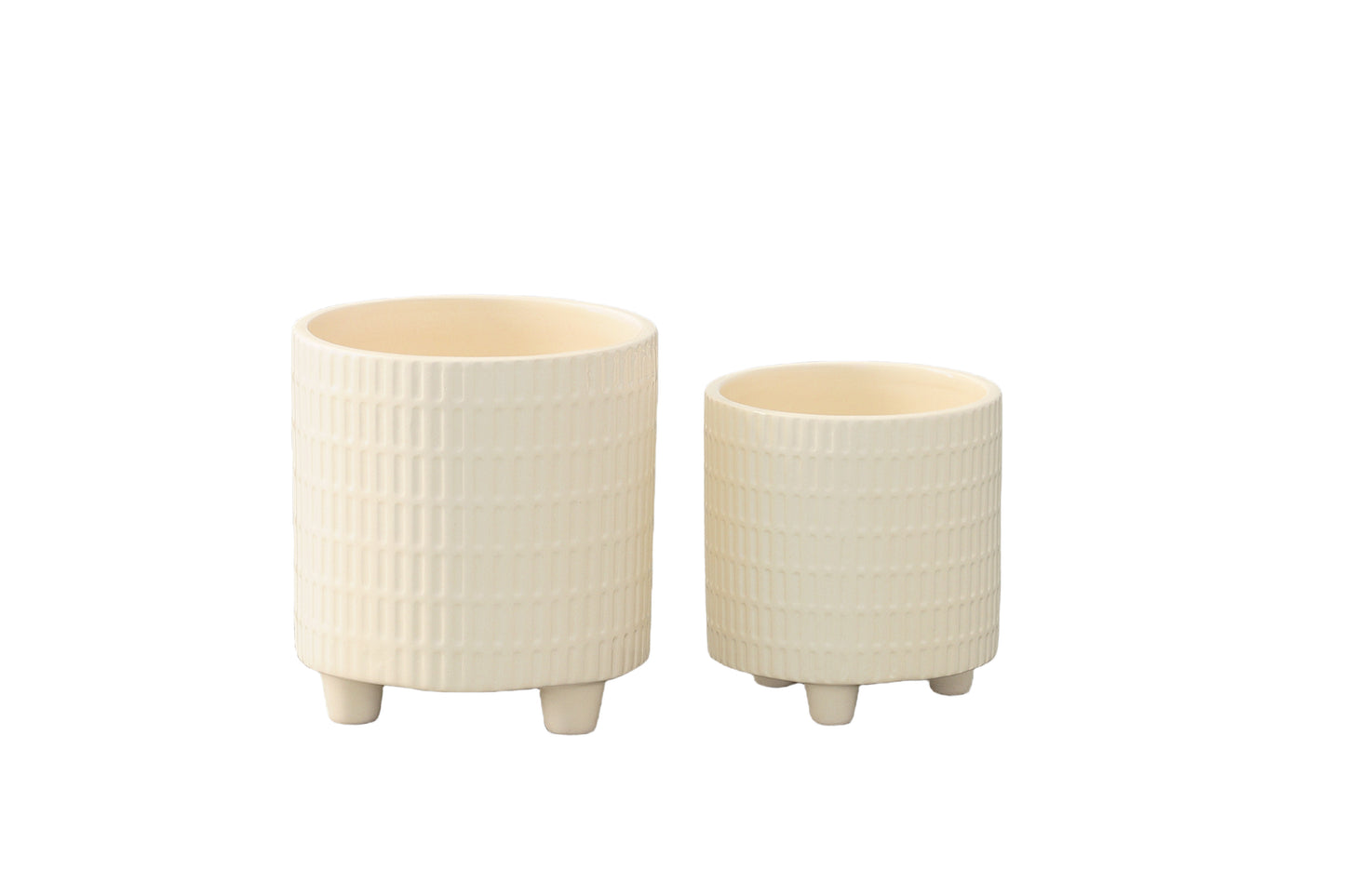 Ceramic Round Pot Gloss Finish Cream-5.50"H -140